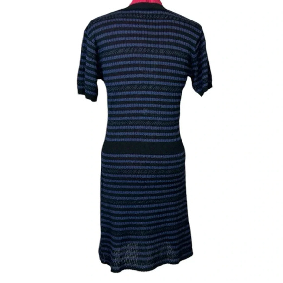 NWOT Zara short sleeve striped sweater dress crew neck metallic scallop  hem - Picture 3 of 6